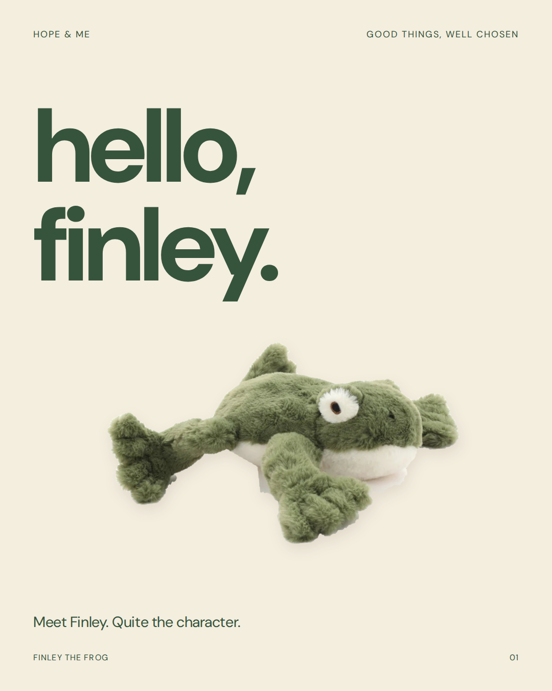 Finley the frog plush creative